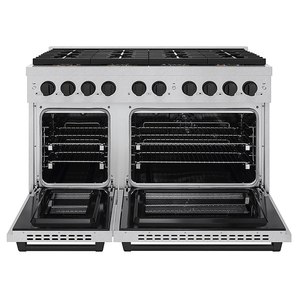 ZLINE Autograph Edition 48 in. 6.7 cu. ft. Paramount Dual Fuel Range with 8 Burner DuoPro™ Cooktop and Dual Ovens in Satin Stainless Steel and Matte Black Accents, Open Box-Great Condition