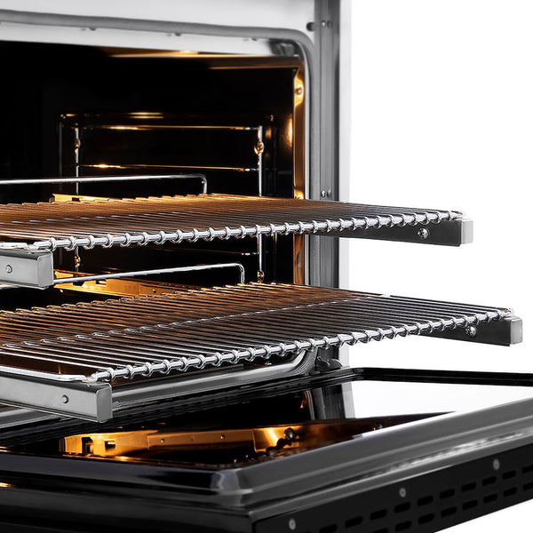 ZLINE Autograph Edition 36 in. 5.2 cu. ft. Paramount Dual Fuel Range with 6 Burner DuoPro™ Cooktop and Electric Convection Oven in Satin Stainless Steel with Black Matte Door and Champagne Bronze Accents, Open Box-Good Condition