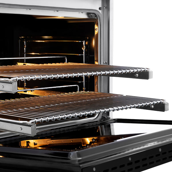 ZLINE Autograph Edition 36 in. 5.2 cu. ft. Paramount Dual Fuel Range with 6 Burner DuoPro™ Cooktop and Electric Convection Oven in Satin Stainless Steel with Black Matte Door and Champagne Bronze Accents, Open Box-Great Condition