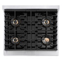 ZLINE Autograph Edition 30 in. 4.2 cu. ft. Paramount Dual Fuel Range with 4 Burner DuoPro™ Cooktop and Electric Convection Oven in Satin Stainless Steel with White Matte Door and Champagne Bronze Accents, Open Box-Good Condition