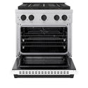 ZLINE Autograph Edition 30 in. 4.2 cu. ft. Paramount Dual Fuel Range with 4 Burner DuoPro™ Cooktop and Electric Convection Oven in Satin Stainless Steel with White Matte Door and Matte Black Accents, Open Box-Great Condition