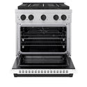 ZLINE Autograph Edition 30 in. 4.2 cu. ft. Paramount Dual Fuel Range with 4 Burner DuoPro™ Cooktop and Electric Convection Oven in Satin Stainless Steel with White Matte Door and Matte Black Accents, Open Box-Good Condition