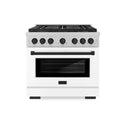 ZLINE Autograph Edition 36 in. 5.2 cu. ft. Paramount Dual Fuel Range with 6 Burner DuoPro™ Cooktop and Electric Convection Oven in Satin Stainless Steel with White Matte Door and Matte Black Accents, Open Box-Good Condition