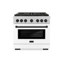 ZLINE Autograph Edition 36 in. 5.2 cu. ft. Paramount Dual Fuel Range with 6 Burner DuoPro™ Cooktop and Electric Convection Oven in Satin Stainless Steel with White Matte Door and Matte Black Accents, Open Box-Great Condition