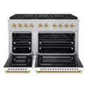ZLINE Autograph Edition 48 in. 6.7 cu. ft. Paramount Dual Fuel Range with 8 Burner DuoPro™ Cooktop and Dual Ovens in Satin Stainless Steel with White Matte Doors and Polished Gold Accents, Open Box-Good Condition