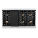 ZLINE Autograph Edition 48 in. 6.7 cu. ft. Paramount Dual Fuel Range with 8 Burner DuoPro™ Cooktop and Dual Ovens in Satin Stainless Steel with White Matte Doors and Polished Gold Accents, Open Box-Good Condition