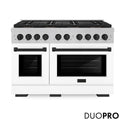 ZLINE Autograph Edition 48 in. 6.7 cu. ft. Paramount Dual Fuel Range with 8 Burner DuoPro™ Cooktop and Dual Ovens in Satin Stainless Steel with White Matte Doors and Matte Black Accents, Open Box-Great Condition