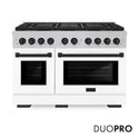 ZLINE Autograph Edition 48 in. 6.7 cu. ft. Paramount Dual Fuel Range with 8 Burner DuoPro™ Cooktop and Dual Ovens in Satin Stainless Steel with White Matte Doors and Matte Black Accents, Open Box-Good Condition