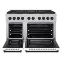 ZLINE Autograph Edition 48 in. 6.7 cu. ft. Paramount Dual Fuel Range with 8 Burner DuoPro™ Cooktop and Dual Ovens in Satin Stainless Steel with White Matte Doors and Matte Black Accents, Open Box-Great Condition