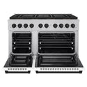 ZLINE Autograph Edition 48 in. 6.7 cu. ft. Paramount Dual Fuel Range with 8 Burner DuoPro™ Cooktop and Dual Ovens in Satin Stainless Steel with White Matte Doors and Matte Black Accents, Open Box-Good Condition
