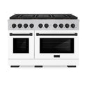 ZLINE Autograph Edition 48 in. 6.7 cu. ft. Paramount Dual Fuel Range with 8 Burner DuoPro™ Cooktop and Dual Ovens in Satin Stainless Steel with White Matte Doors and Matte Black Accents, Open Box-Good Condition