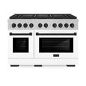 ZLINE Autograph Edition 48 in. 6.7 cu. ft. Paramount Dual Fuel Range with 8 Burner DuoPro™ Cooktop and Dual Ovens in Satin Stainless Steel with White Matte Doors and Matte Black Accents, Open Box-Great Condition