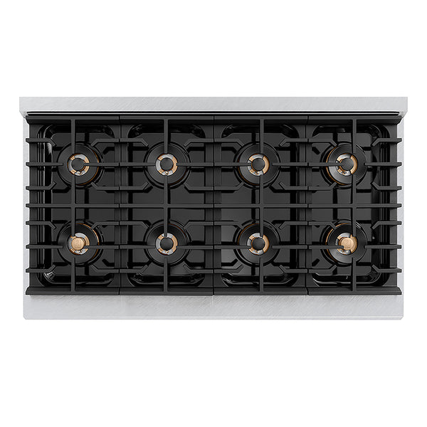 ZLINE Autograph Edition 48 in. 6.7 cu. ft. Paramount Dual Fuel Range with 8 Burner DuoPro™ Cooktop and Dual Ovens in Satin Stainless Steel with White Matte Doors and Matte Black Accents, Open Box-Great Condition