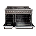 ZLINE 60 in. 7.4 cu. ft. Legacy Dual Fuel Range with 9 Burner Gas Cooktop and 2 Electric Convection Ovens in Satin Stainless Steel and White Matte Doors (RAS-WM-60)