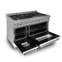 ZLINE 60 in. 7.4 cu. ft. Legacy Dual Fuel Range with 9 Burner Gas Cooktop and 2 Electric Convection Ovens in Satin Stainless Steel and White Matte Doors (RAS-WM-60)