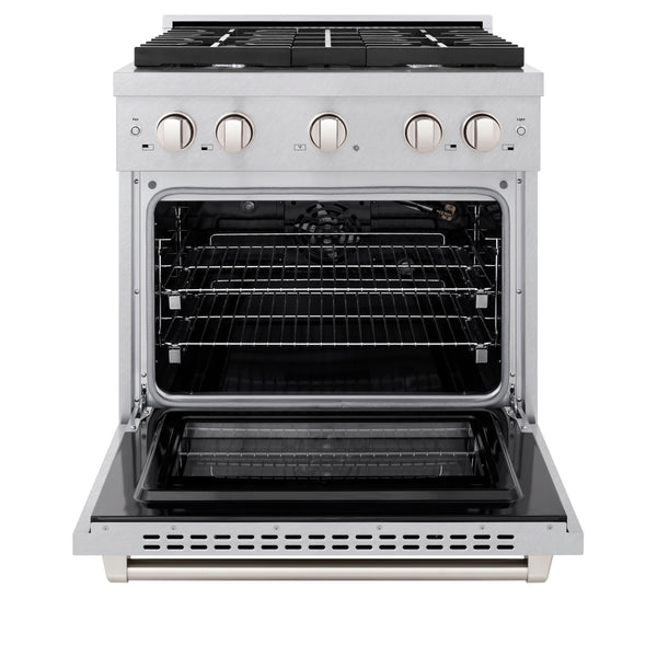 ZLINE 30 in. 4.2 cu. ft. Paramount Gas Range with 4 Burner Cooktop and Convection Gas Oven in Satin Stainless Steel, Open Box-Great Condition