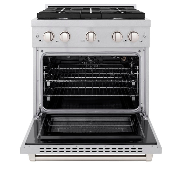 ZLINE 30 in. 4.2 cu. ft. Paramount Gas Range with 4 Burner Cooktop and Convection Gas Oven in Satin Stainless Steel, Open Box-Good Condition