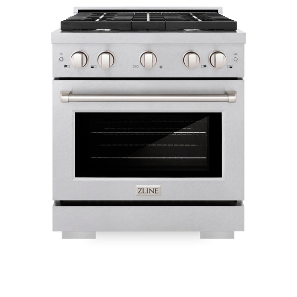 ZLINE 30 in. 4.2 cu. ft. Paramount Gas Range with 4 Burner Cooktop and Convection Gas Oven in Satin Stainless Steel, Open Box-Great Condition