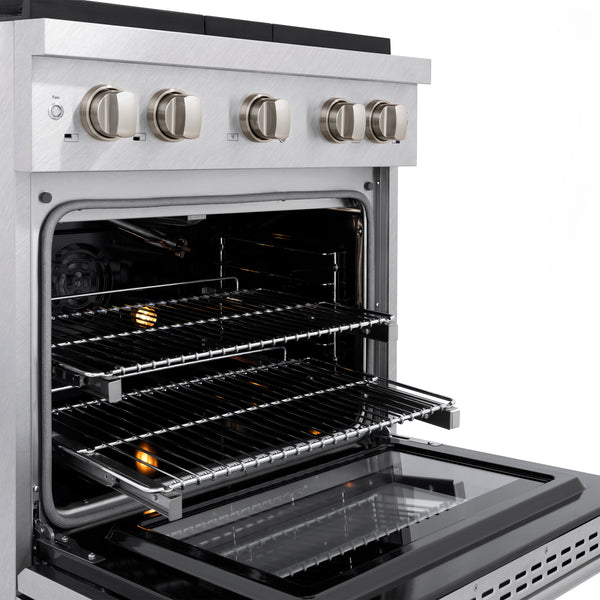 ZLINE 30 in. 4.2 cu. ft. Paramount Gas Range with 4 Burner Cooktop and Convection Gas Oven in Satin Stainless Steel, Open Box-Great Condition