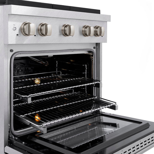 ZLINE 30 in. 4.2 cu. ft. Paramount Gas Range with 4 Burner Cooktop and Convection Gas Oven in Satin Stainless Steel, Open Box-Good Condition
