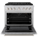 ZLINE 36 in. 5.2 cu. ft. Paramount Gas Range with 6 Burner Cooktop and Convection Gas Oven in Satin Stainless Steel, Open Box-Great Condition