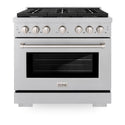 ZLINE 36 in. 5.2 cu. ft. Paramount Gas Range with 6 Burner Cooktop and Convection Gas Oven in Satin Stainless Steel, Open Box-Great Condition