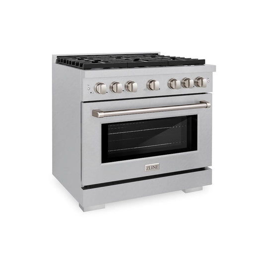 ZLINE 36 in. 5.2 cu. ft. Paramount Gas Range with 6 Burner Cooktop and Convection Gas Oven in Satin Stainless Steel, Open Box-Good Condition