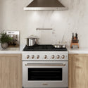 ZLINE 36 in. 5.2 cu. ft. Paramount Gas Range with 6 Burner Cooktop and Convection Gas Oven in Satin Stainless Steel, Open Box-Great Condition