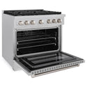 ZLINE 36 in. 5.2 cu. ft. Paramount Gas Range with 6 Burner Cooktop and Convection Gas Oven in Satin Stainless Steel, Open Box-Great Condition