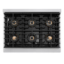 ZLINE Autograph Edition 36 in. 5.2 cu. ft. Paramount Dual Fuel Range with 6 Burner DuoPro™ Cooktop and Electric Convection Oven in Satin Stainless Steel with White Matte Door and Champagne Bronze Accents, Open Box-Great Condition