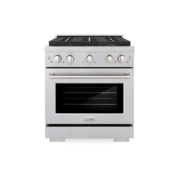 ZLINE 30 in. 4.2 cu. ft. Paramount Gas Range with 4 Burner DuoPro™ Cooktop and Convection Gas Oven in Satin Stainless Steel, Open Box-Good Condition