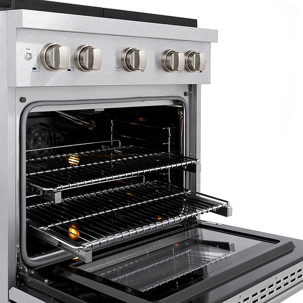 ZLINE 30 in. 4.2 cu. ft. Paramount Gas Range with 4 Burner DuoPro™ Cooktop and Convection Gas Oven in Satin Stainless Steel, Open Box-Great Condition