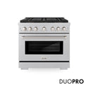 ZLINE 36 in. 5.2 cu. ft. Paramount Gas Range with 6 Burner DuoPro™ Cooktop and Convection Gas Oven in Satin Stainless Steel, Open Box-Good Condition