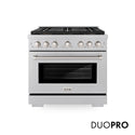 ZLINE 36 in. 5.2 cu. ft. Paramount Gas Range with 6 Burner DuoPro™ Cooktop and Convection Gas Oven in Satin Stainless Steel, Open Box-Great Condition