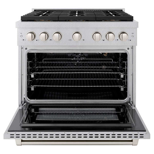 ZLINE 36 in. 5.2 cu. ft. Paramount Gas Range with 6 Burner DuoPro™ Cooktop and Convection Gas Oven in Satin Stainless Steel (PSGRS-36)