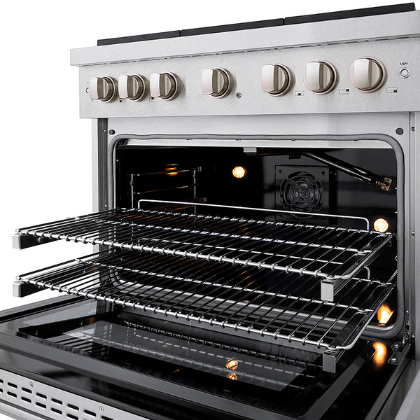 ZLINE 36 in. 5.2 cu. ft. Paramount Gas Range with 6 Burner DuoPro™ Cooktop and Convection Gas Oven in Satin Stainless Steel, Open Box-Great Condition