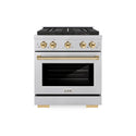 ZLINE Autograph Edition 30 in. 4.2 cu. ft. Paramount Gas Range with 4 Burner DuoPro™ Cooktop and Convection Gas Oven in Satin Stainless Steel and Polished Gold Accents, Open Box-Great Condition