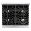 ZLINE Autograph Edition 30 in. 4.2 cu. ft. Paramount Gas Range with 4 Burner DuoPro™ Cooktop and Convection Gas Oven in Satin Stainless Steel and Polished Gold Accents, Open Box-Great Condition