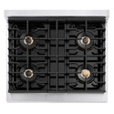 ZLINE Autograph Edition 30 in. 4.2 cu. ft. Paramount Gas Range with 4 Burner DuoPro™ Cooktop and Convection Gas Oven in Satin Stainless Steel and Polished Gold Accents, Open Box-Good Condition