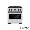 ZLINE Autograph Edition 30 in. 4.2 cu. ft. Paramount Gas Range with 4 Burner DuoPro™ Cooktop and Convection Gas Oven in Satin Stainless Steel and Matte Black Accents, Open Box-Great Condition