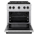 ZLINE Autograph Edition 30 in. 4.2 cu. ft. Paramount Gas Range with 4 Burner DuoPro™ Cooktop and Convection Gas Oven in Satin Stainless Steel and Matte Black Accents, Open Box-Great Condition