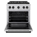 ZLINE Autograph Edition 30 in. 4.2 cu. ft. Paramount Gas Range with 4 Burner DuoPro™ Cooktop and Convection Gas Oven in Satin Stainless Steel and Matte Black Accents, Open Box-Good Condition