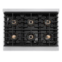 ZLINE Autograph Edition 36 in. 5.2 cu. ft. Paramount Gas Range with 6 Burner DuoPro™ Cooktop and Convection Gas Oven in Satin Stainless Steel and Polished Gold Accents, Open Box-Good Condition