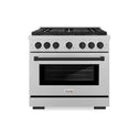 ZLINE Autograph Edition 36 in. 5.2 cu. ft. Paramount Gas Range with 6 Burner DuoPro™ Cooktop and Convection Gas Oven in Satin Stainless Steel and Matte Black Accents (PSGRSZ-36-MB)