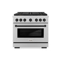 ZLINE Autograph Edition 36 in. 5.2 cu. ft. Paramount Gas Range with 6 Burner DuoPro™ Cooktop and Convection Gas Oven in Satin Stainless Steel and Matte Black Accents, Open Box-Good Condition
