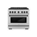 ZLINE Autograph Edition 36 in. 5.2 cu. ft. Paramount Gas Range with 6 Burner DuoPro™ Cooktop and Convection Gas Oven in Satin Stainless Steel and Matte Black Accents, Open Box-Great Condition
