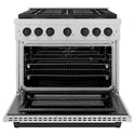 ZLINE Autograph Edition 36 in. 5.2 cu. ft. Paramount Gas Range with 6 Burner DuoPro™ Cooktop and Convection Gas Oven in Satin Stainless Steel and Matte Black Accents, Open Box-Great Condition