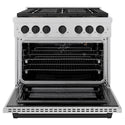 ZLINE Autograph Edition 36 in. 5.2 cu. ft. Paramount Gas Range with 6 Burner DuoPro™ Cooktop and Convection Gas Oven in Satin Stainless Steel and Matte Black Accents, Open Box-Good Condition