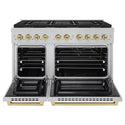 ZLINE Autograph Edition 48 in. 6.7 cu. ft. Paramount Gas Range with 8 Burner DuoPro™ Cooktop and Dual Ovens in Satin Stainless Steel and Champagne Bronze Accents, Open Box-Great Condition