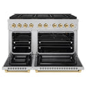 ZLINE Autograph Edition 48 in. 6.7 cu. ft. Paramount Gas Range with 8 Burner DuoPro™ Cooktop and Dual Ovens in Satin Stainless Steel and Polished Gold Accents, Open Box-Great Condition